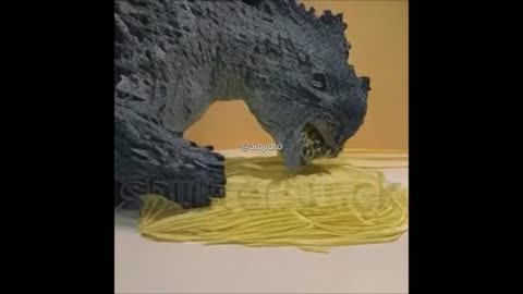 Funny ! Godzilla Eating Spaghetti