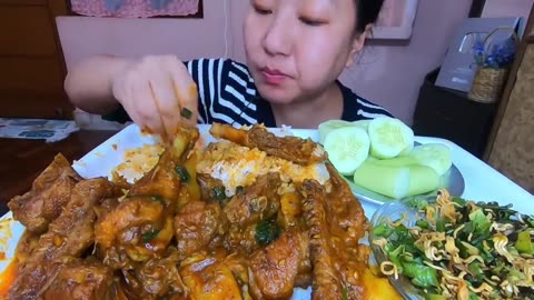 ASMR Mukbang Eating Duck curry With Extra Gravy