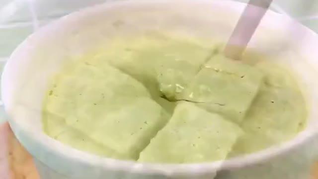 Steamed egg custard with greens