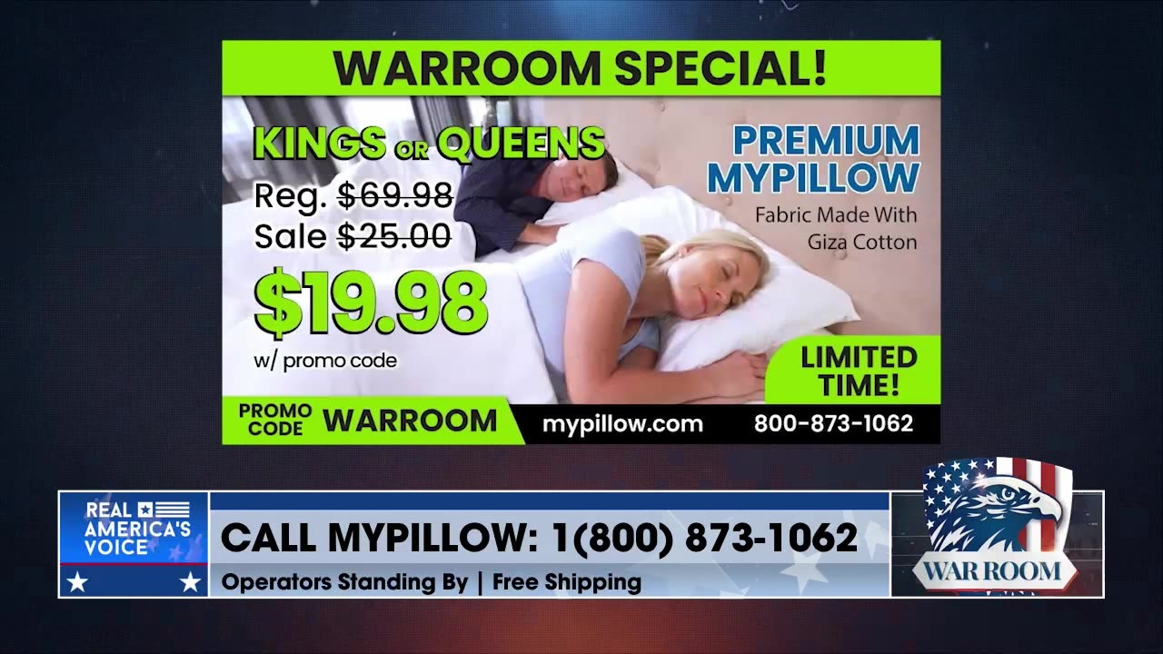 Lindell: WarRoom Exclusive "Political Prisoner Special" On King And Queen Size MyPillow