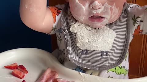 Baby Makes Mess With Yogurt