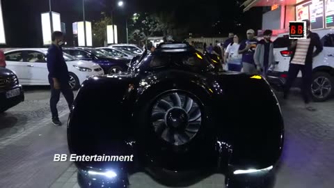 Ahmed Khan at Citi Mall with his Batmobile replica to watch "The Batman"