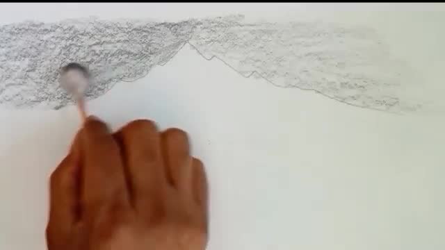 Pencil drawing landscape scenery/ Snow mountain landscape drawing with pencil/