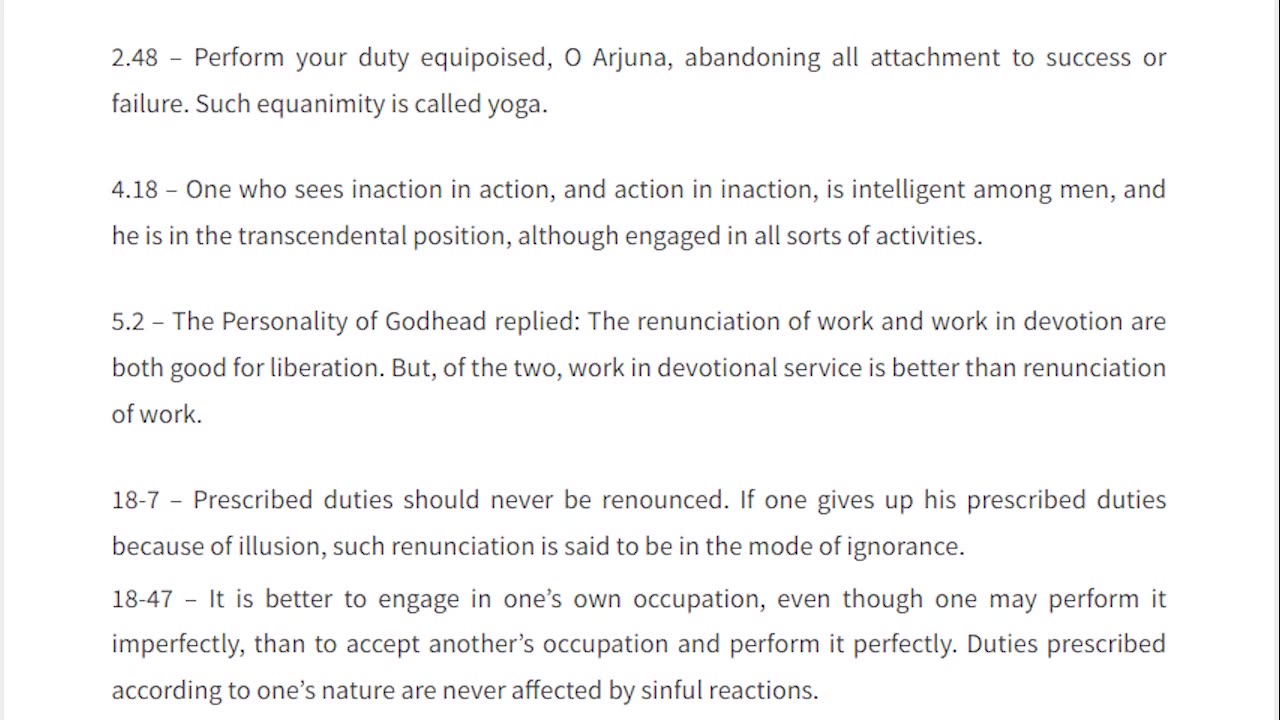 Bhagavad Gita Trimmed and Categorised - 5 Duty and Action