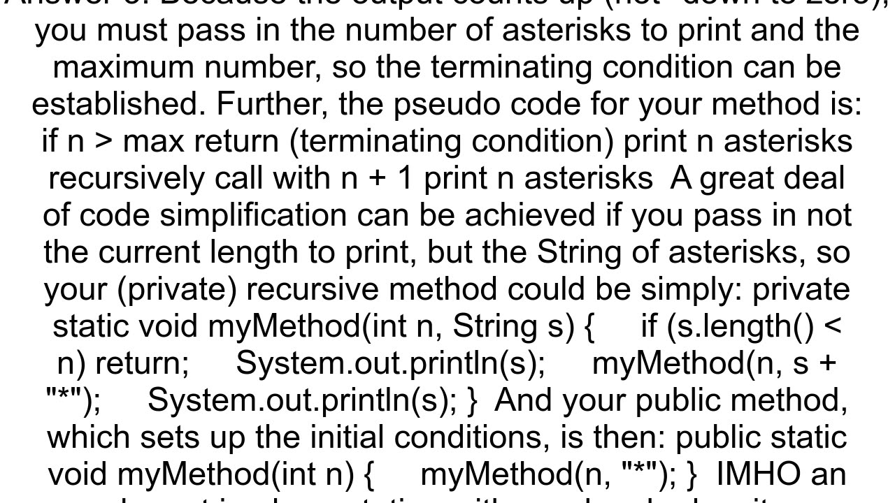 Java Recursion printing asterisks from one method call