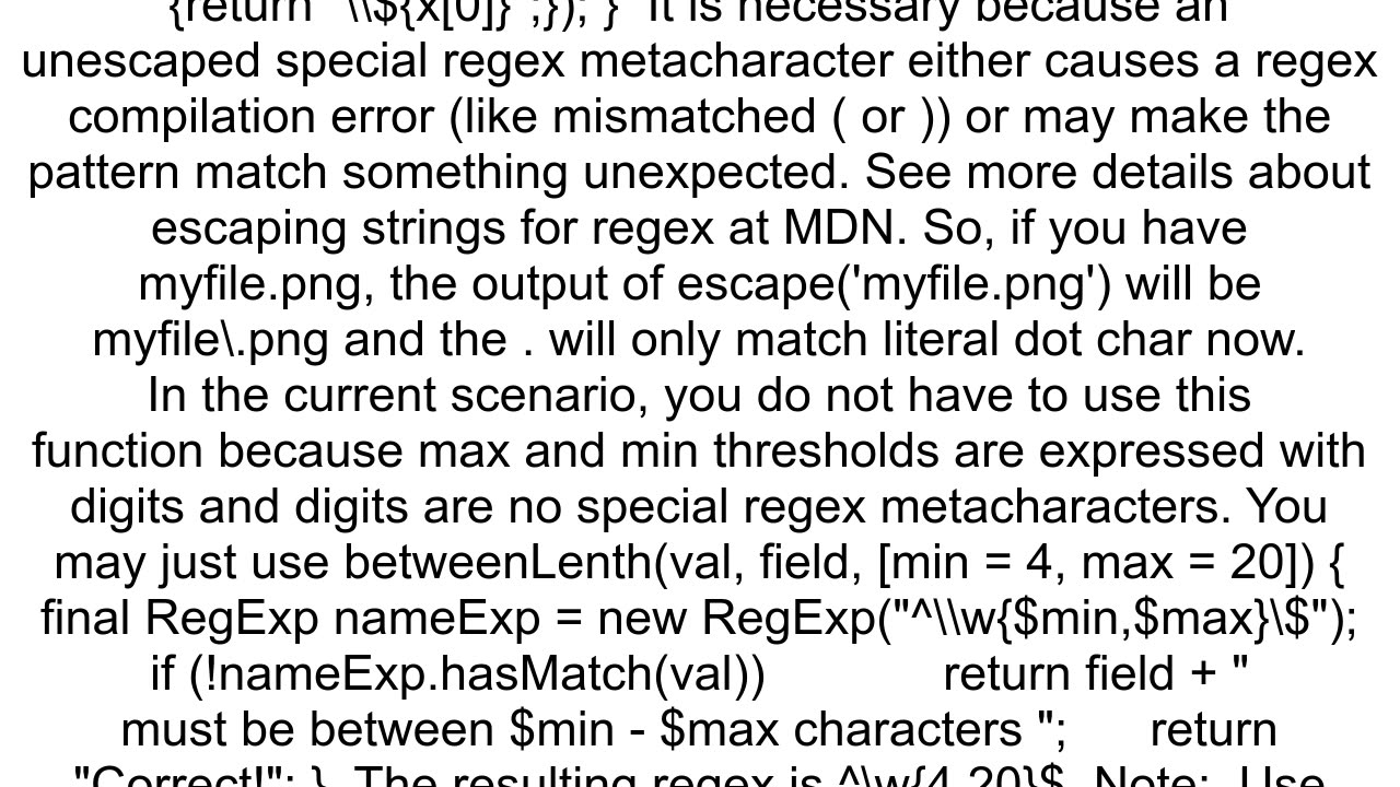 Use dynamic variable string as regex pattern in dart