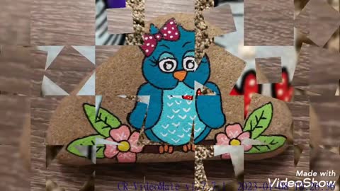 New awesome birds painting on rock and stone