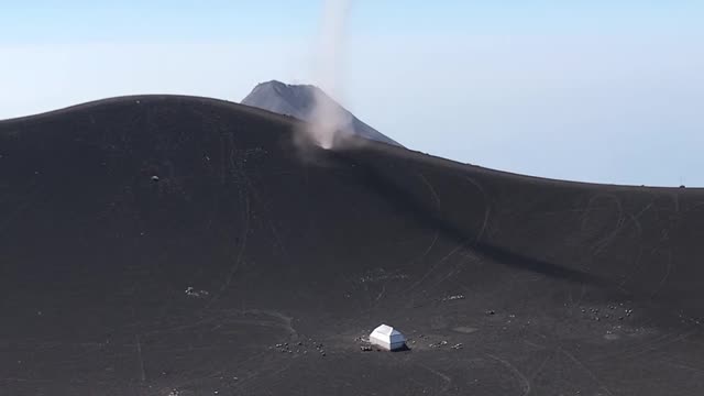 Volcano Erupts While Filming Dust Devil