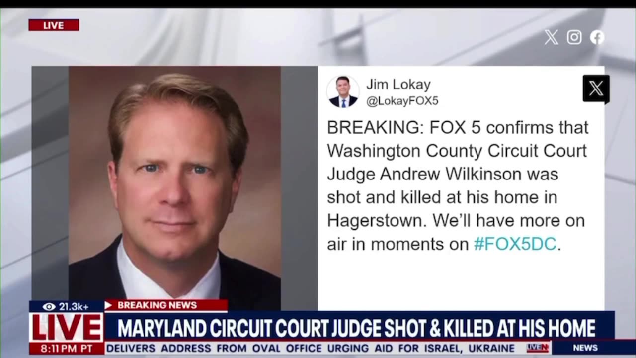 Maryland judge Andrew Wilkinson, 52, is fatally shot in his own driveway