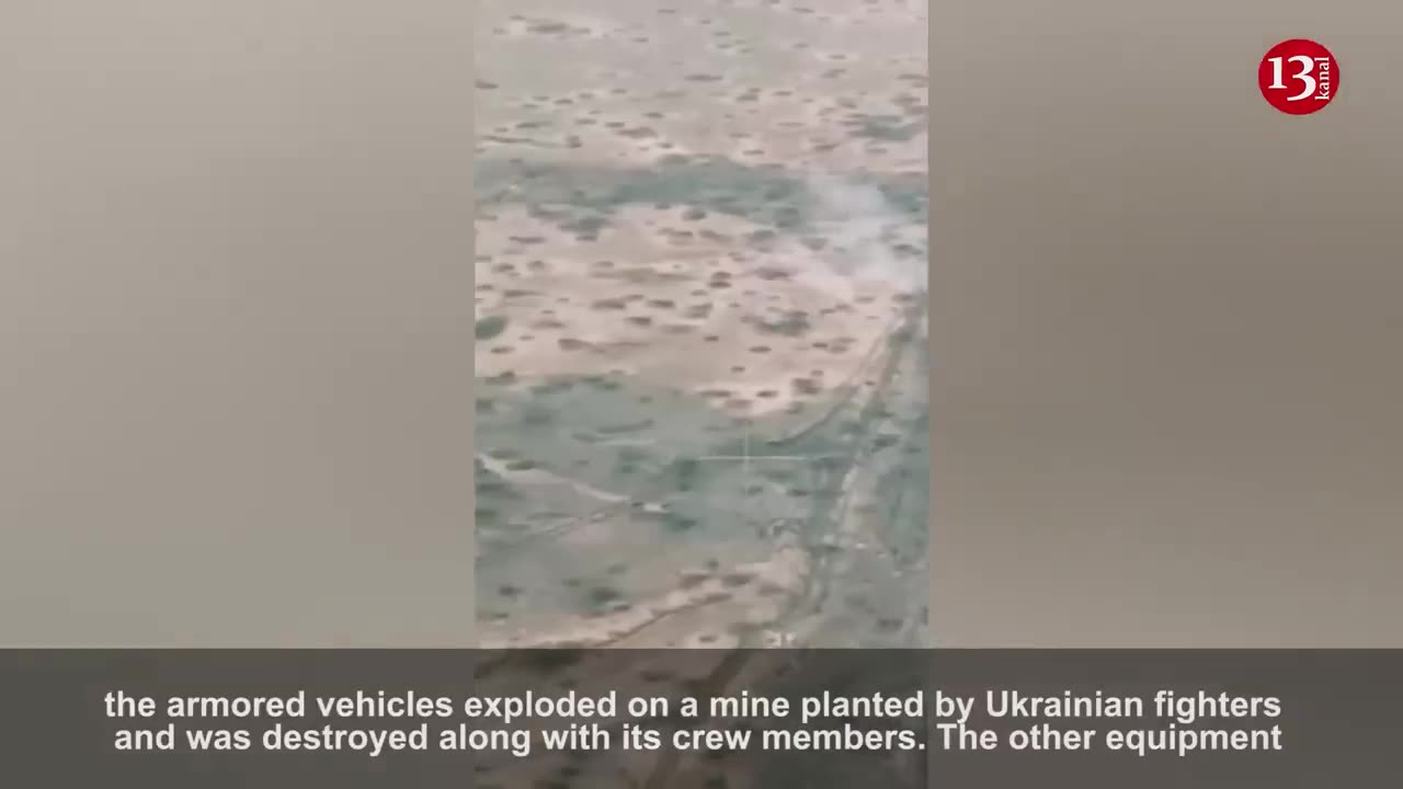 The attacking Russian equipment explodes on a mine - crew members survive the exploding tank