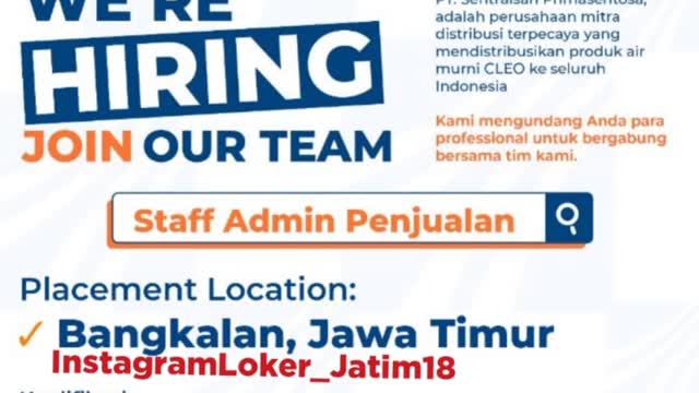 Rekomendasi loker Sentralsari Primasentosa Staff Admin Penjualan #lowongankerja #shorts #Reels