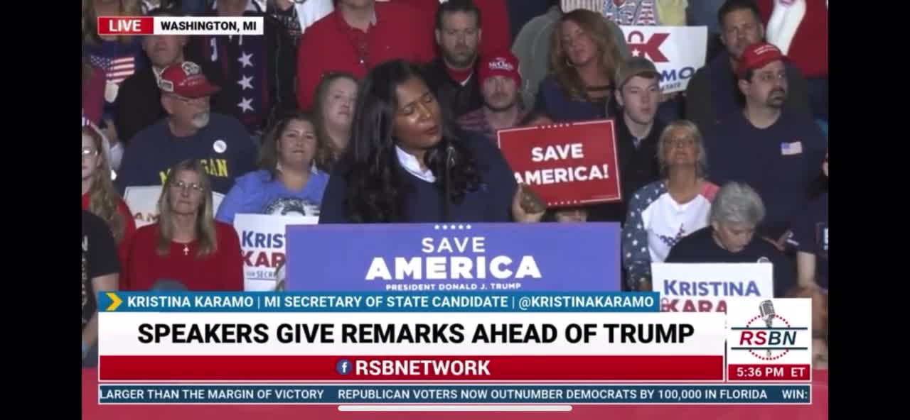 Kristina Karamo (R-MI) Speech at President Trump Rally in Washington, MI