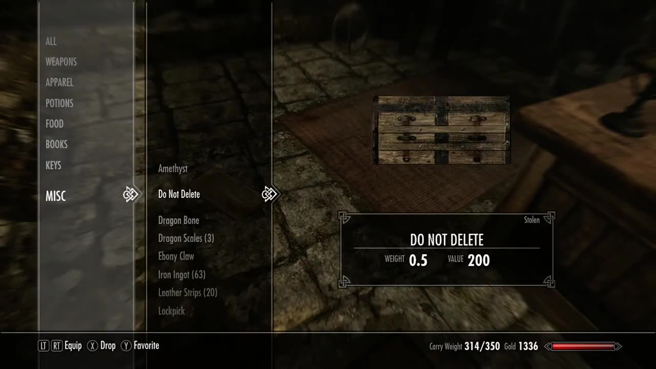 Skyrim Riften Hidden Chest and Do Not Delete Box