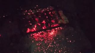 We cook kebabs with friends