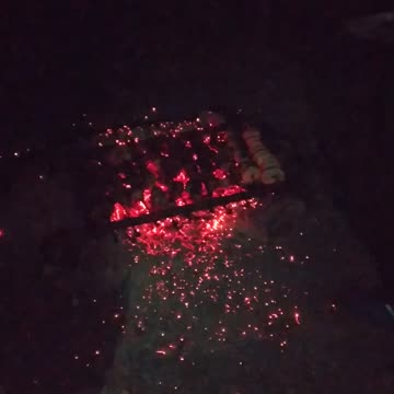 We cook kebabs with friends