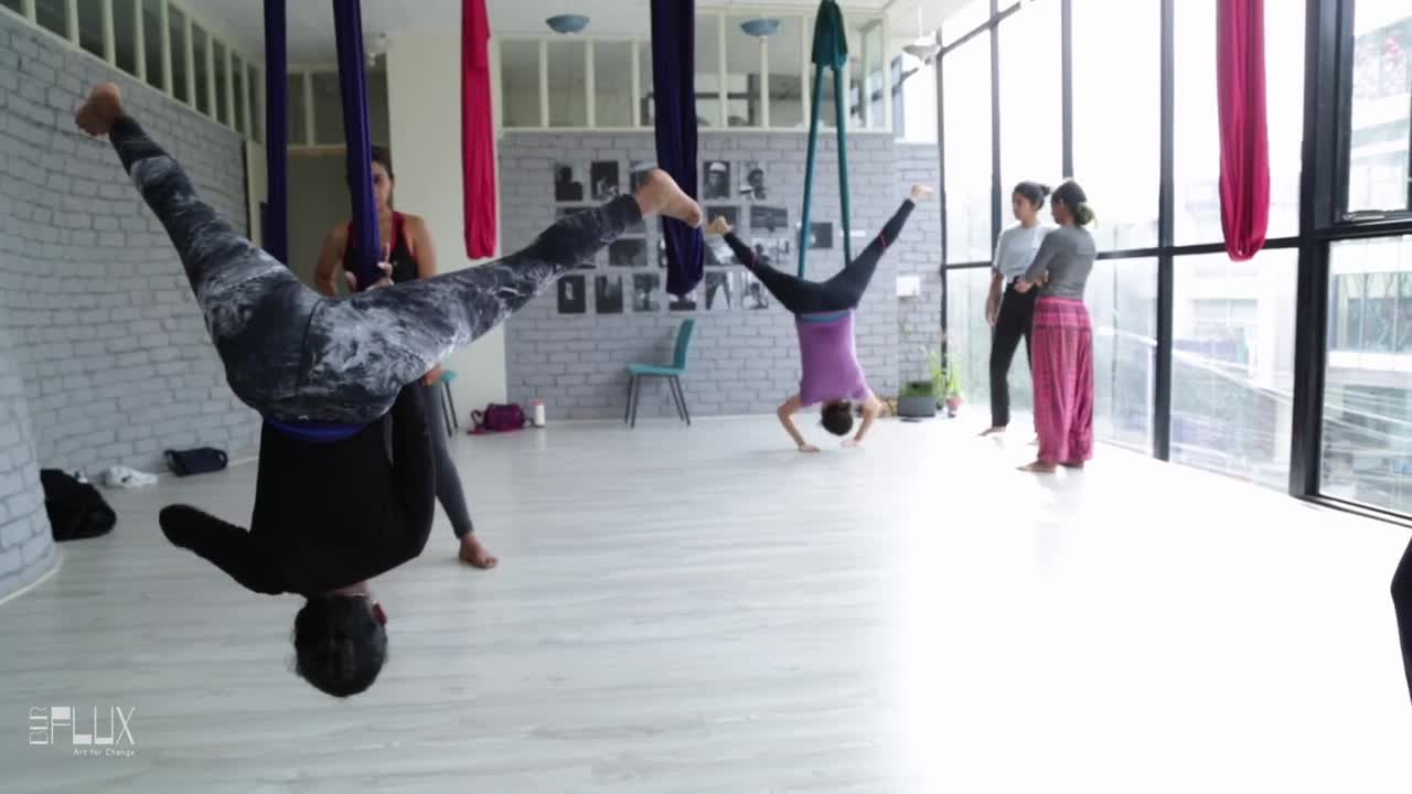 Aerial Yoga Classes in Bangalore Indiranagar at FLUX: Antigravity Yoga Routine in India
