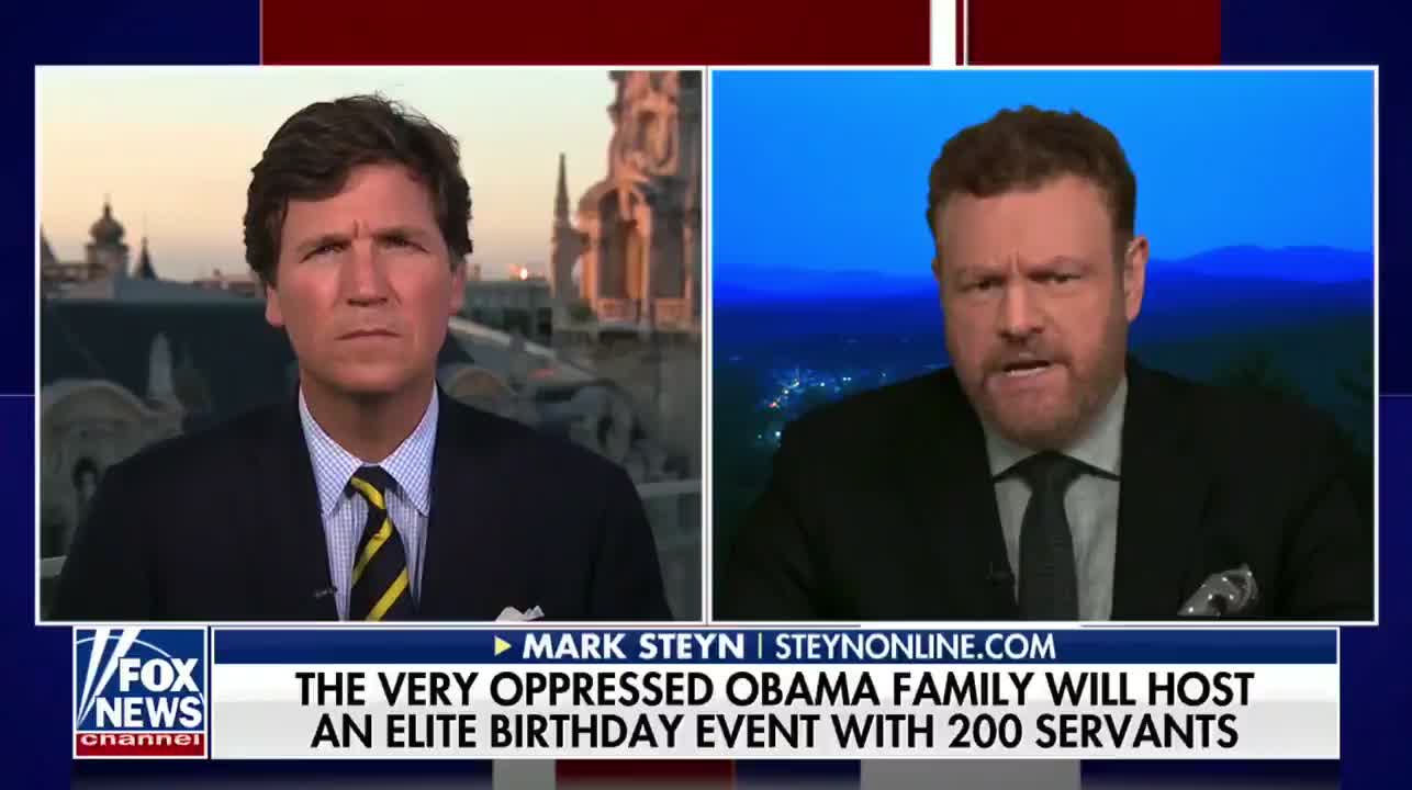 Tucker and Mark Steyn Mock Obama's Birthday Bash