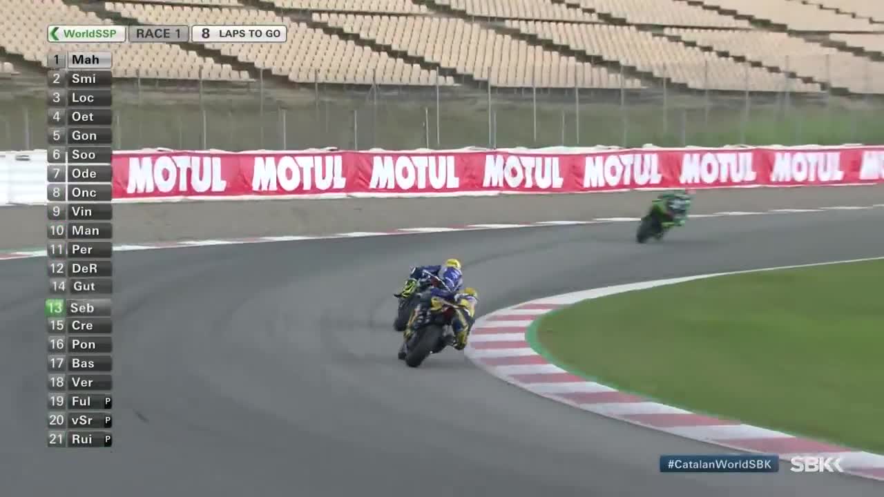 Rain cause havoc in the CLOSING MOMENTS of #WorldSSP Race 1 at Barcelona in 2020 | #CatalanWorldSBK