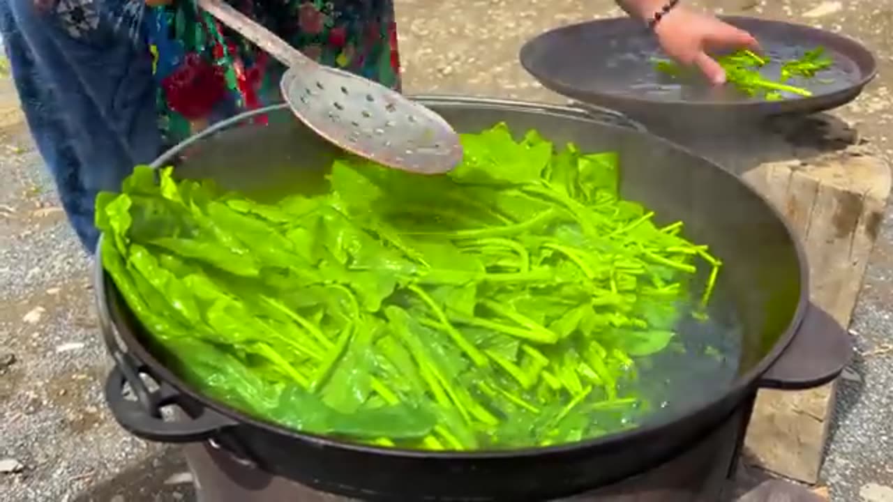 Pies with Fresh Herbs cooked in Nature! Sunny Day in the Village