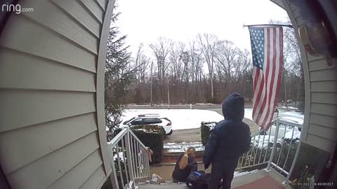 Lady Fell Going Down Icy Front Steps Even After Her Son Warned Her