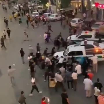 Revolt in the city of Nowshahr tonight in northern Iran with several police cars burned.