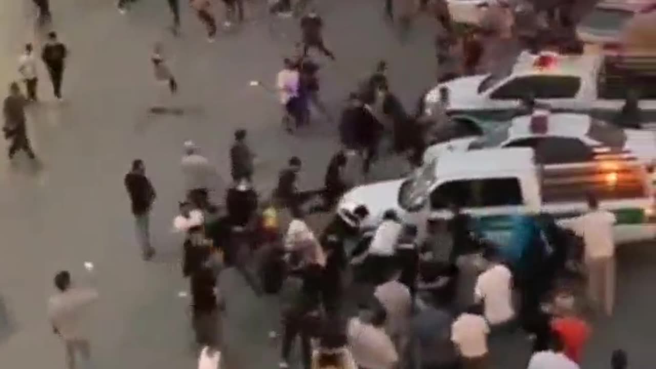 Revolt in the city of Nowshahr tonight in northern Iran with several police cars burned.