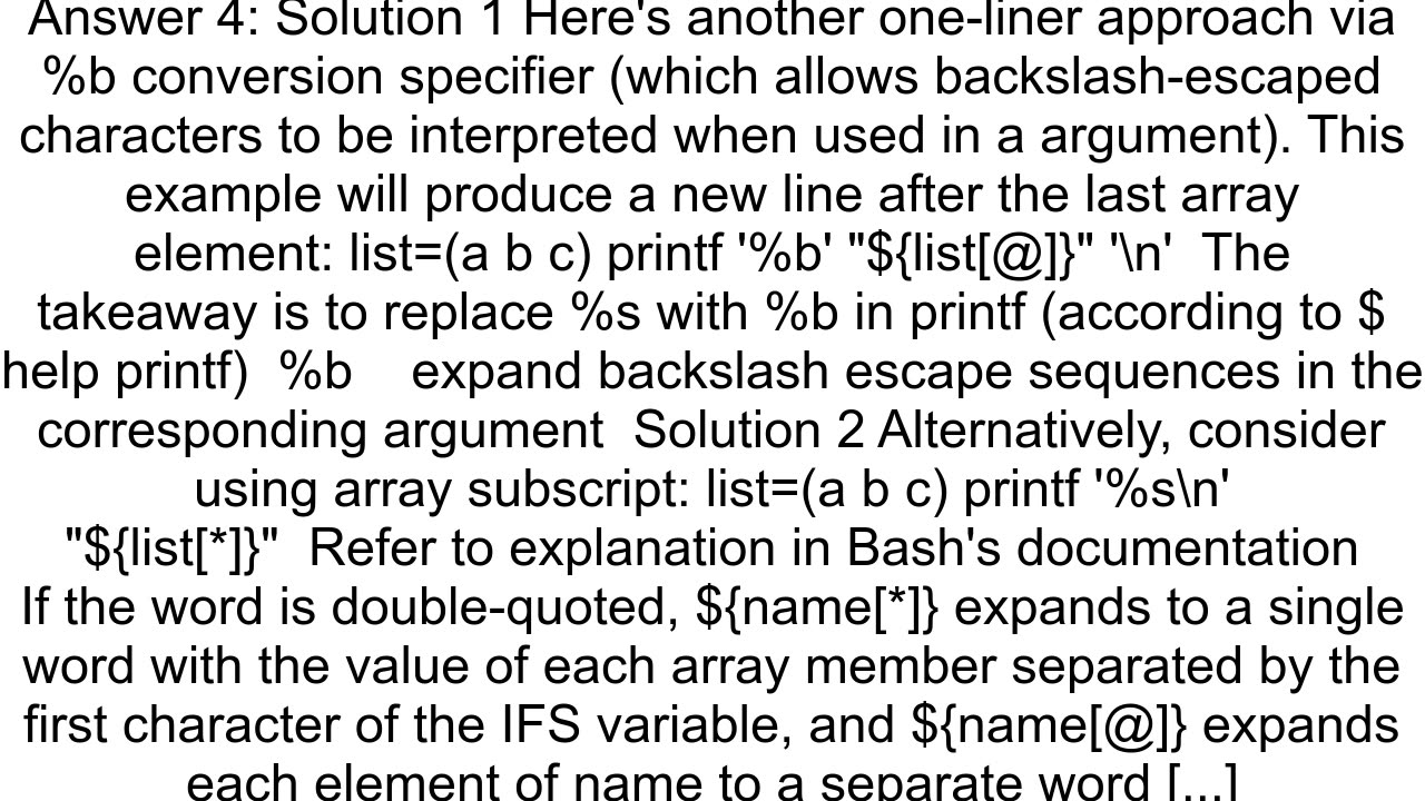 BASH printf array with field separator and newline on last entry