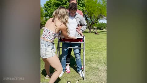 MAN CUT IN HALF ON A BIKE 