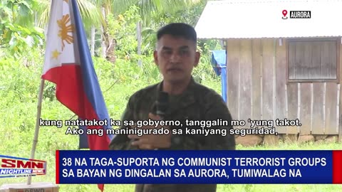 38 na taga-suporta ng N P A group sa bayan ng Dingalan sa Aurora, tumiwalag na