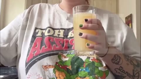 Woman films herself explaining why she can't sip juice