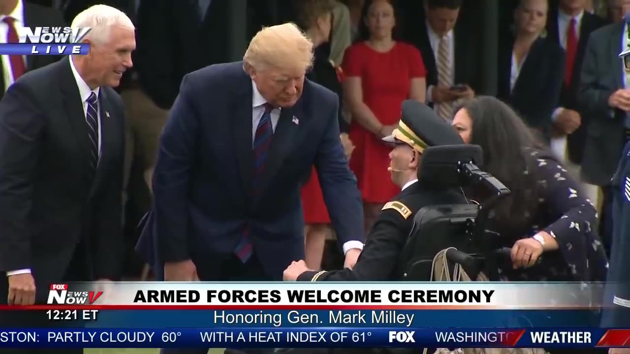 President Trump hugs soldier after God bless America