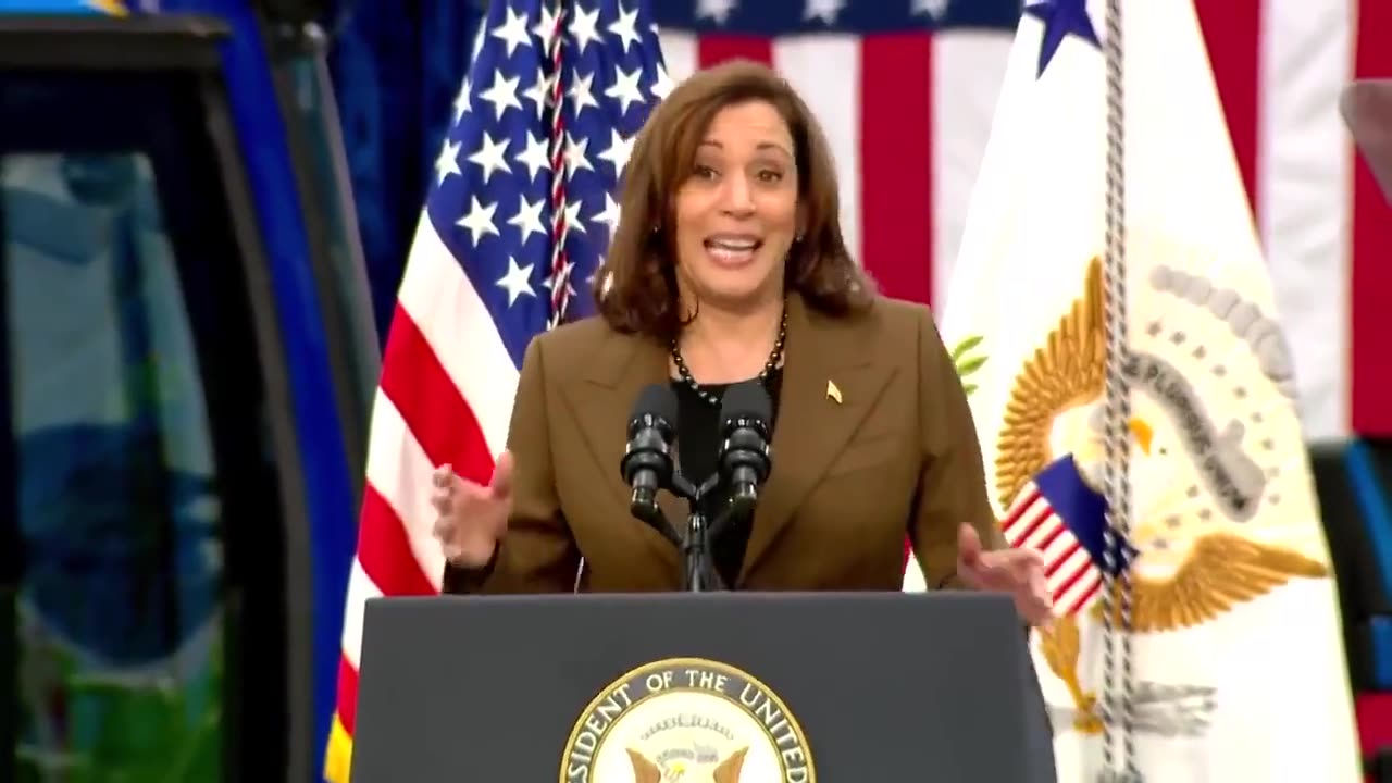 Kamala Harris fawns over electric buses