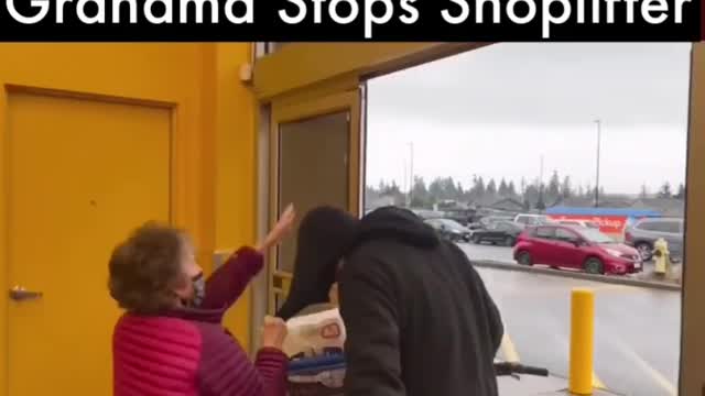 Grandmother stops shoplifter.