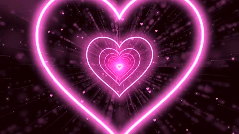 151. heart tunnel background 💖Pink Heart Neon Lights Love Heart Tunnel Loop