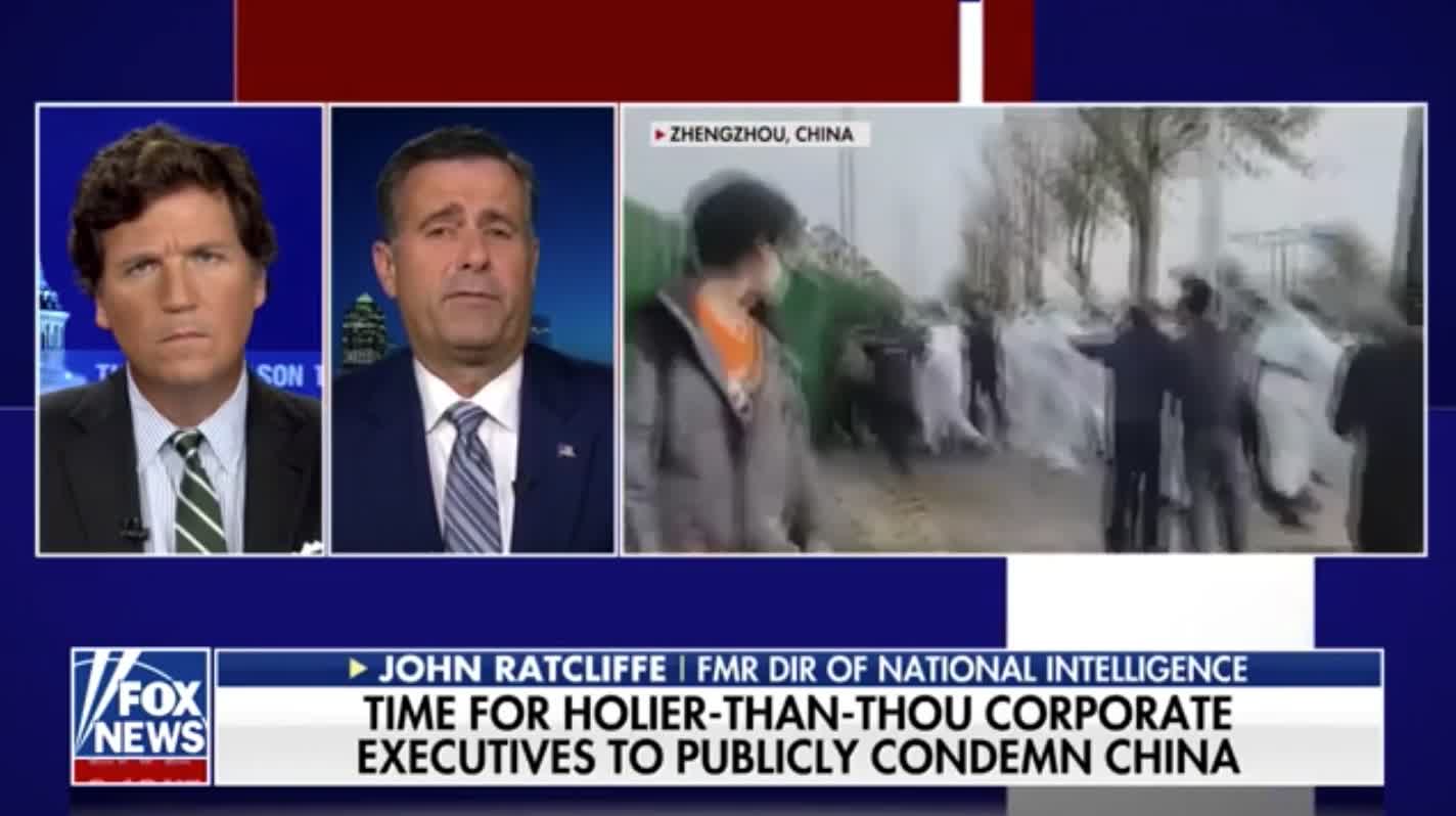 John Ratcliffe weighs in on the protests in China, and the lackluster response from the left