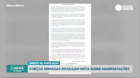 Forças Armadas divulgam nota sobre manifestações