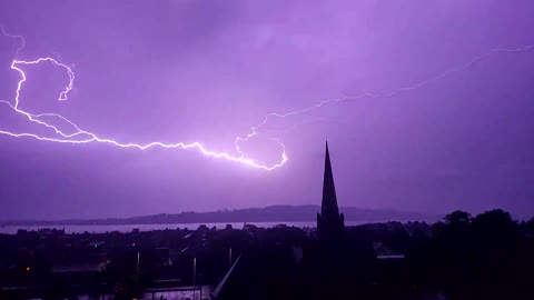 Lightning strike illuminates sky over Scotland