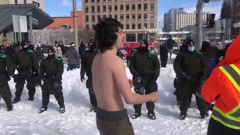 Truckers Man Dancing Without Shirt Ottawa