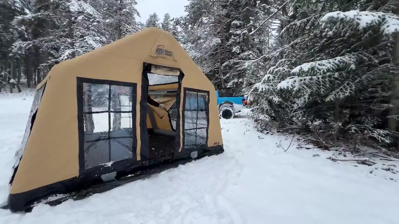 OUR TENT COLLAPSED / HOT TENT CAMP WITH STOVE IN A SNOWSTORM