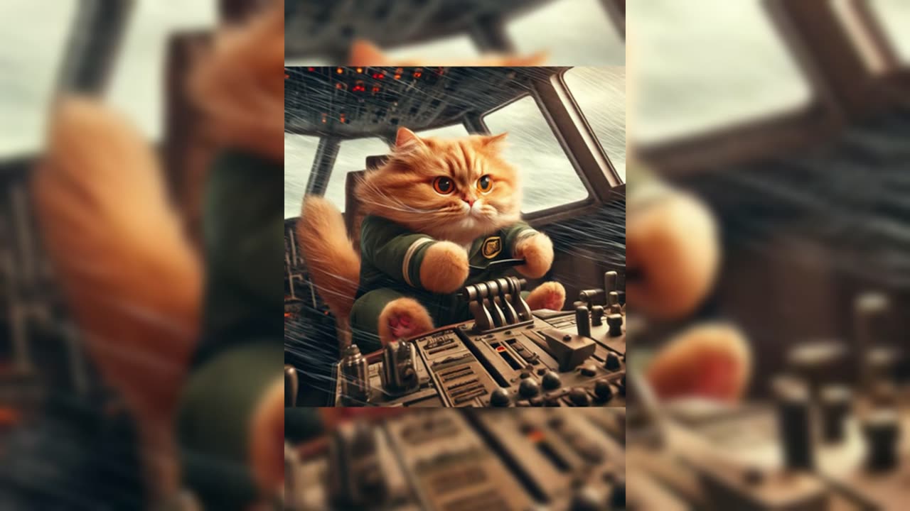 Cute cat flying a plane