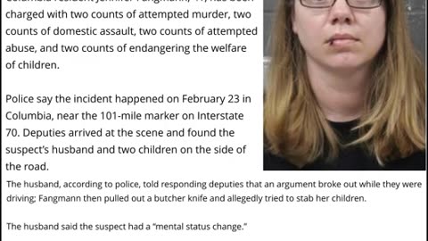 Mother Attempts To Stab &Kill Children With Butcher Knife Whilst Traveling On Interstate