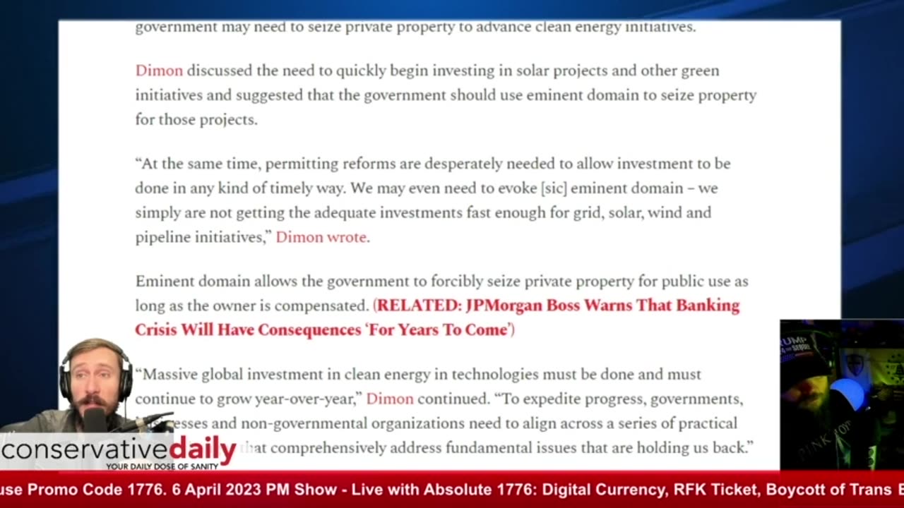 Conservative Daily: Government Seizure of Private Property for Clean Energy? With Absolute1776