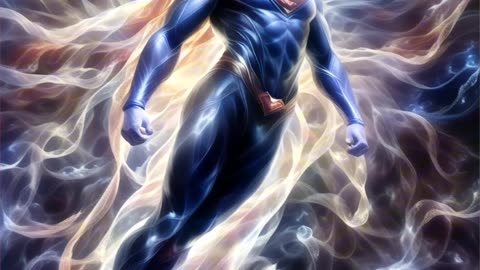 AI Generated Picture of SuperMan flying in the Colourful Galaxy and emitting light of Powers