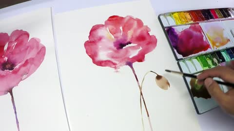 Poppy Watercolor Painting