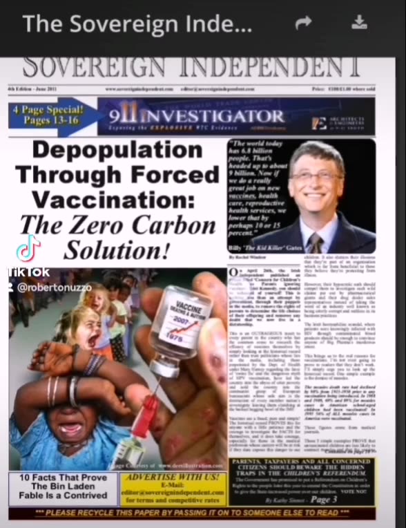 BILL GATES: Depopolazione con vaccini forzati
