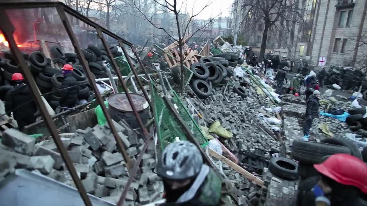 Odessa, Ukraine, 2.5.2014: Neonazis entered the trade union house before burning it down