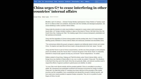 China urges G7 to stop interfering in internal affairs of other countries