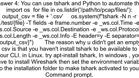 How can I convert a pcap into CSV using python