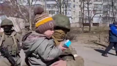 Russian soldier with a child