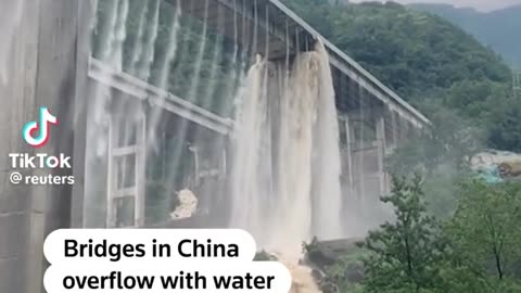 Bridges in China overflow with water.